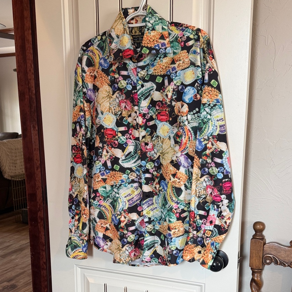 Daniel Elissa Beautiful & Colorful Patterned Button-Up Shirt Excellent Condition
